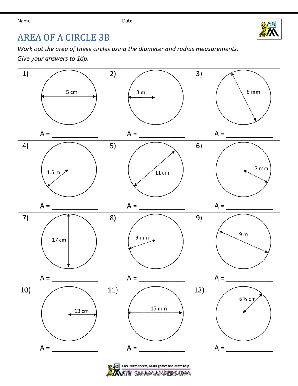 Free Area Of A Circle Worksheet Download Free Area Of A Circle Worksheet Png Images Free Worksheets On Clipart Library