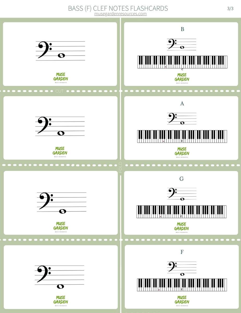 FREE Bass Clef Note Reading Flashcards Muse Garden Resources FREE Bass Clef Note Reading Flashcards Muse Garden Resources