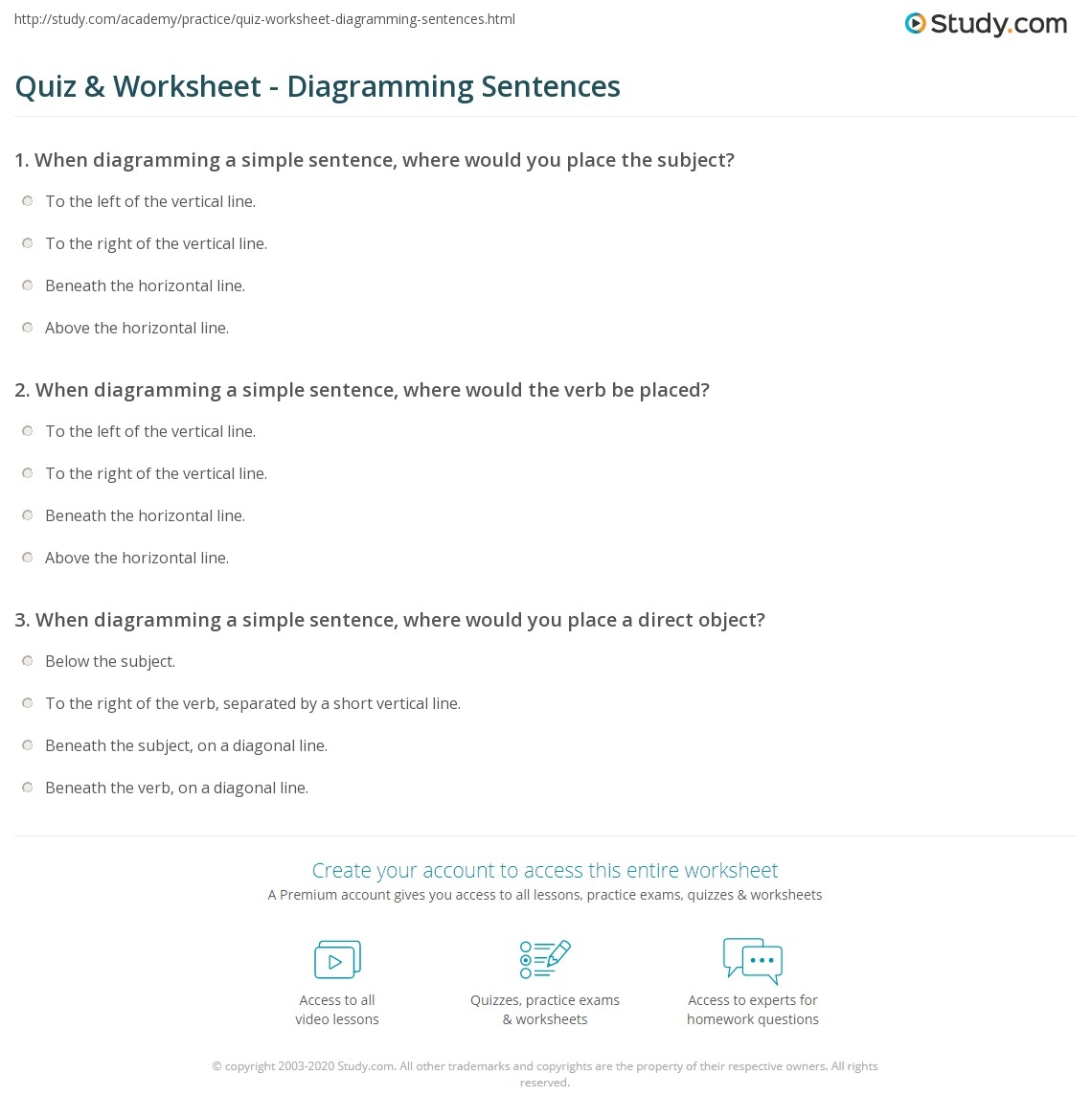 Free Diagramming Sentences Worksheets YourDictionary Worksheets Library