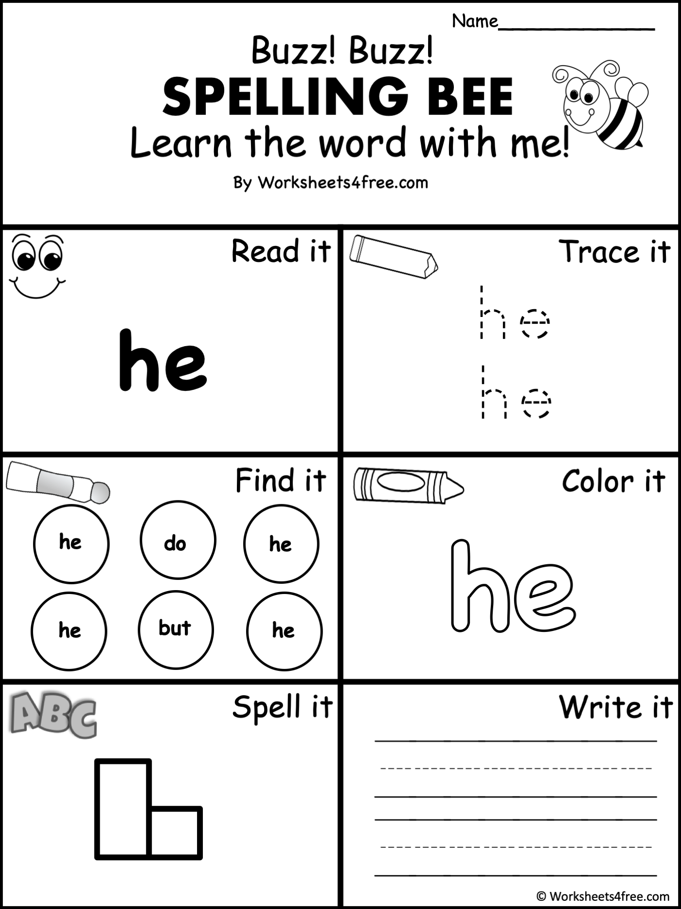 Free Dolch Sight Word Worksheet He Worksheets4Free Sight Word Are Worksheet Free Printable Digital PDF