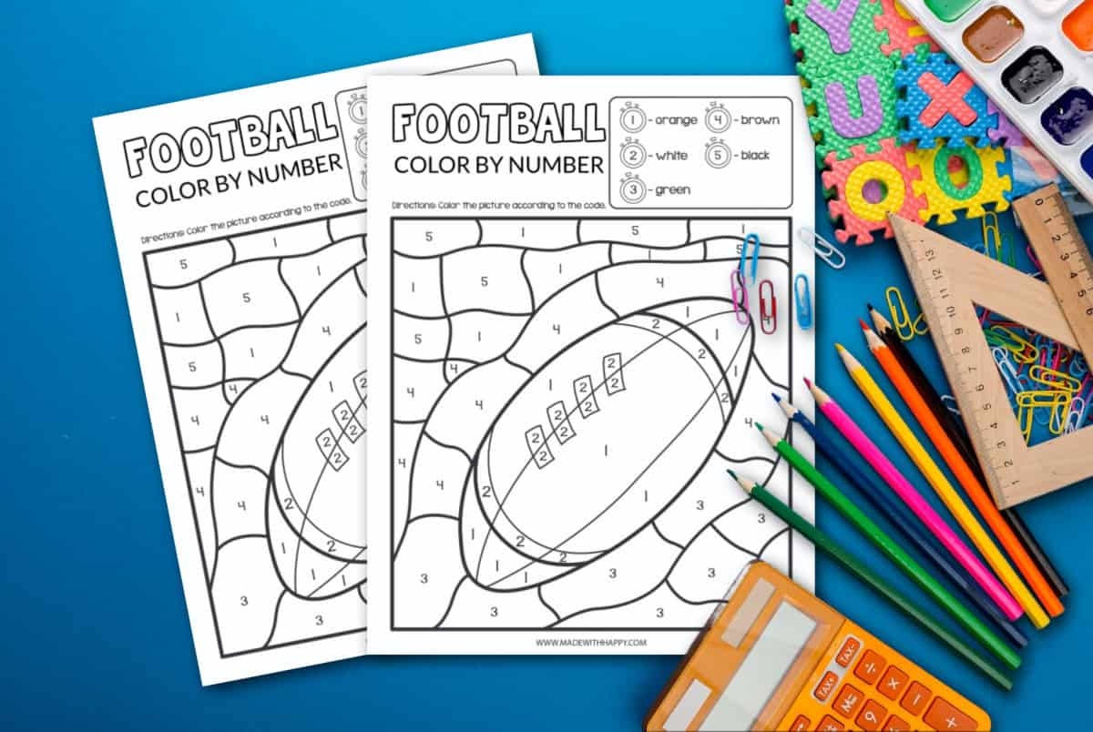 FREE Football Color By Number Printable Made With HAPPY Sports Addition To 20 Color By Code Number NO PREP Coloring Worksheets Made By Teachers