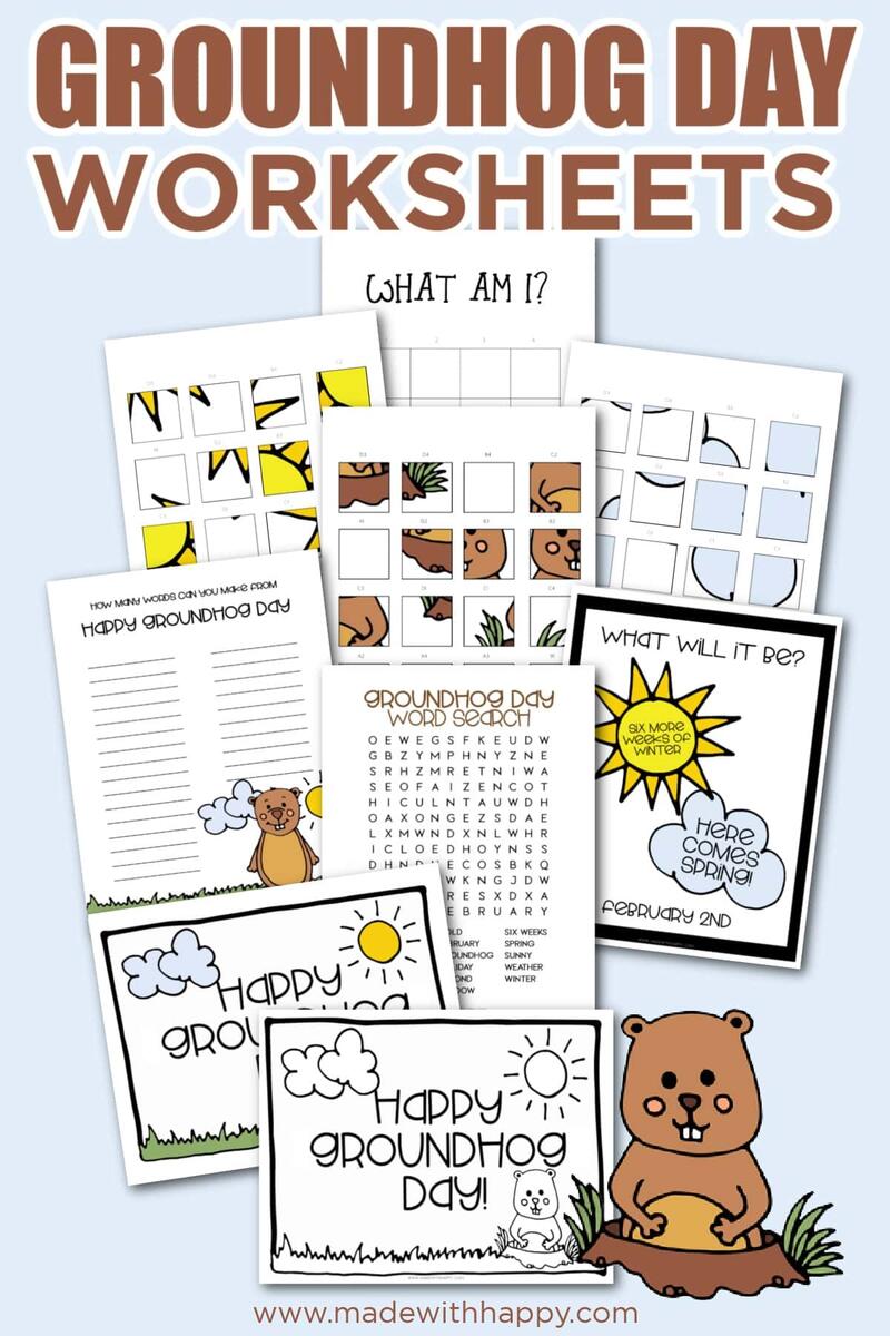 FREE Groundhog Day Worksheets For Kids Made With HAPPY FREE Groundhog Day Worksheets For Kids Made With HAPPY