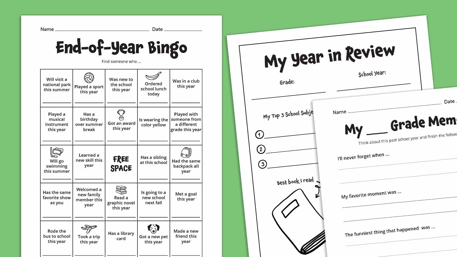 End Of Year Book Kids Yearbook School Printables Activities For Kids Gifts For Kids Student Gifts Worksheets For Kids