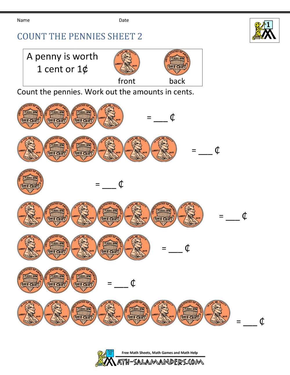 Free Math Money Worksheets 1st Grade Counting Money Worksheets 1st Grade