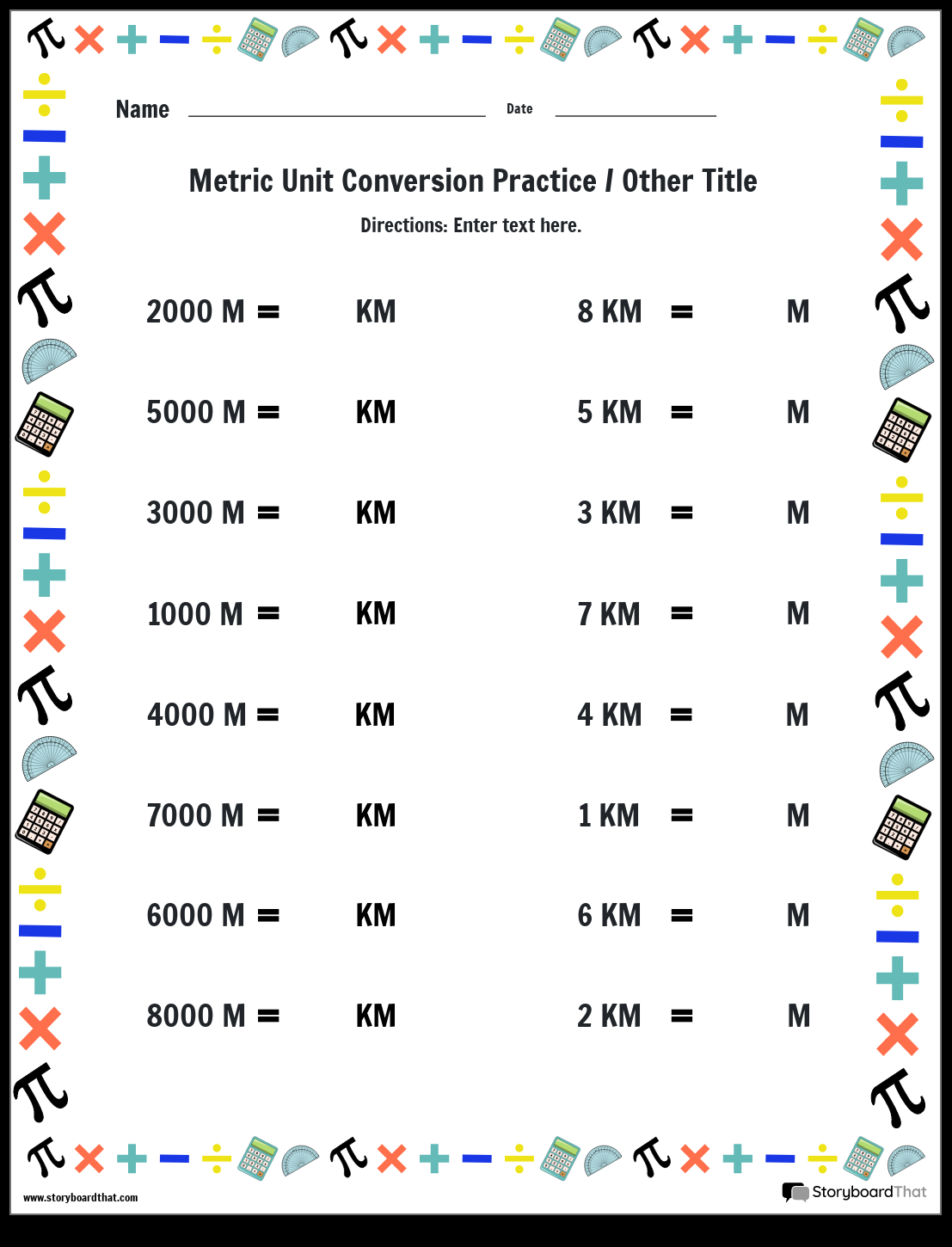Free Metric Worksheets Customize With Storyboard That Metric Conversion Practice Worksheets