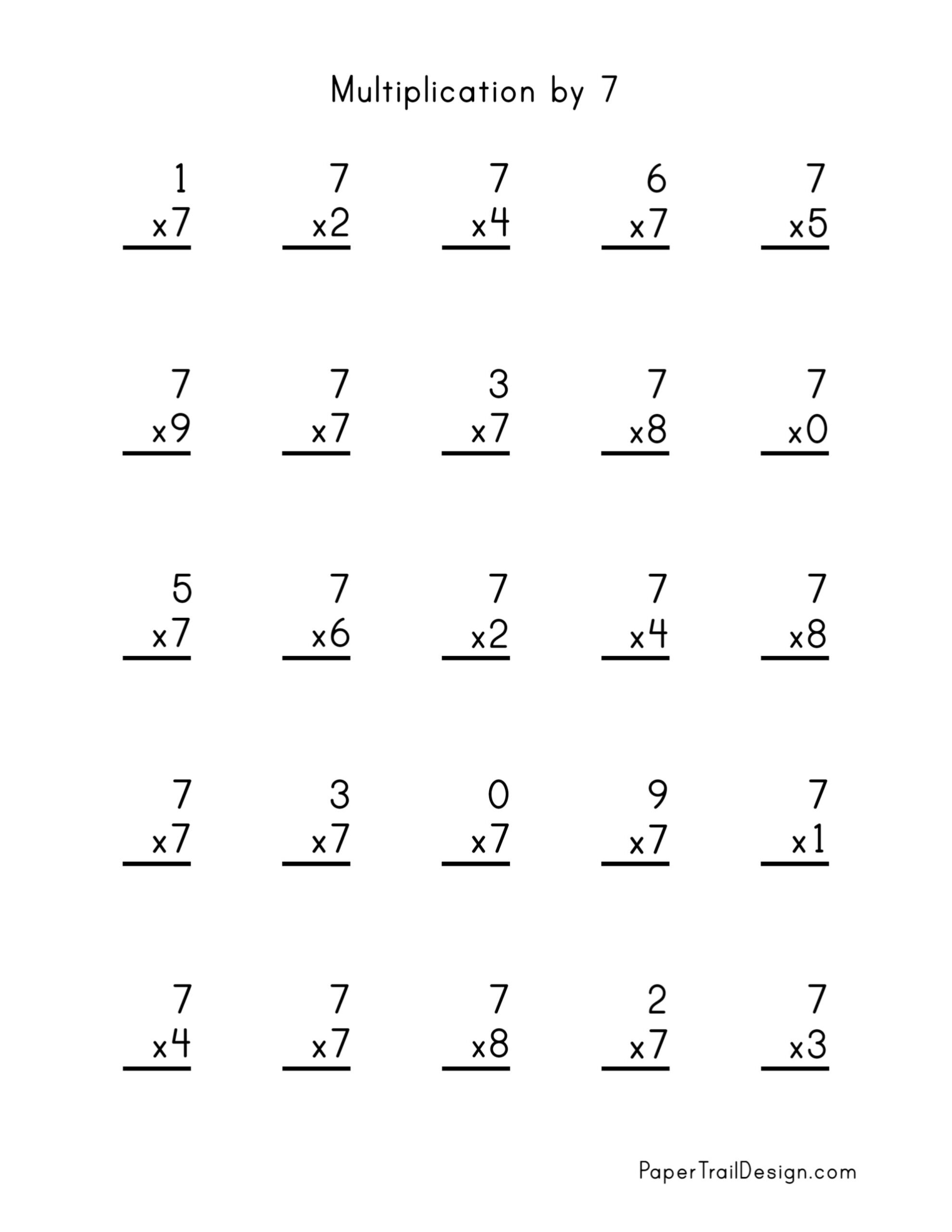Free Multiplication Worksheets 1 12 Paper Trail Design 7 Times Table