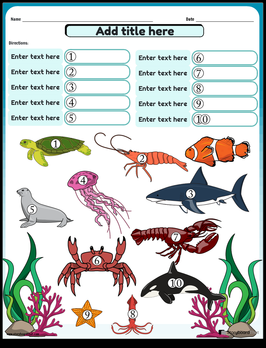 Sea Animals Free Worksheet SKOOLGO