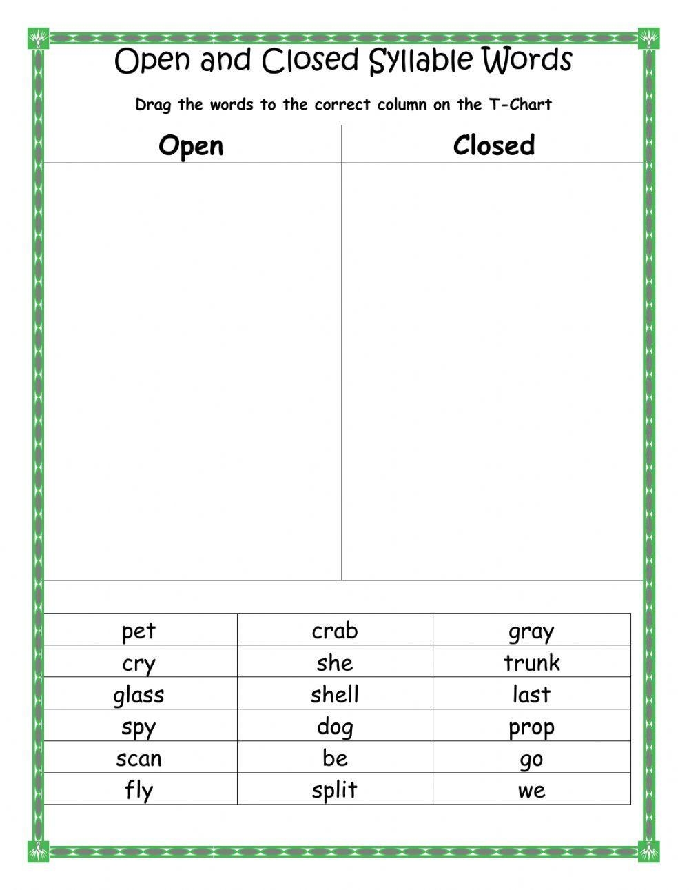 Free Open And Closed Syllables Worksheets Exercise 2 Your Home Worksheets Library Free Open And Closed Syllables Worksheets Exercise 2 Your Home Worksheets Library