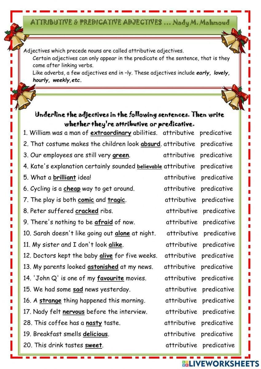 Free Predicate Adjectives Worksheet Download Free Predicate Adjectives Worksheet Png Images Free Worksheets On Clipart Library