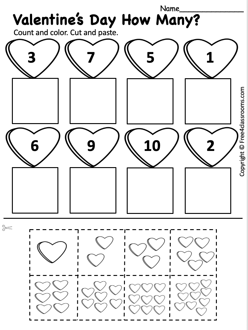 Free Preschool Worksheet Printable Cut And Paste Valentine S Day