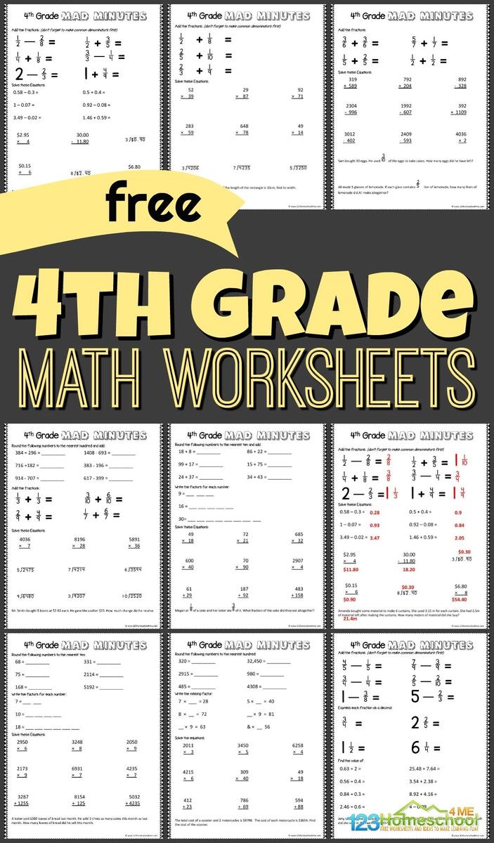 FREE Printable 4th Grade Math Worksheets Pdf FREE PRINTABLE MULTIPLICATION WORKSHEETS WonkyWonderful