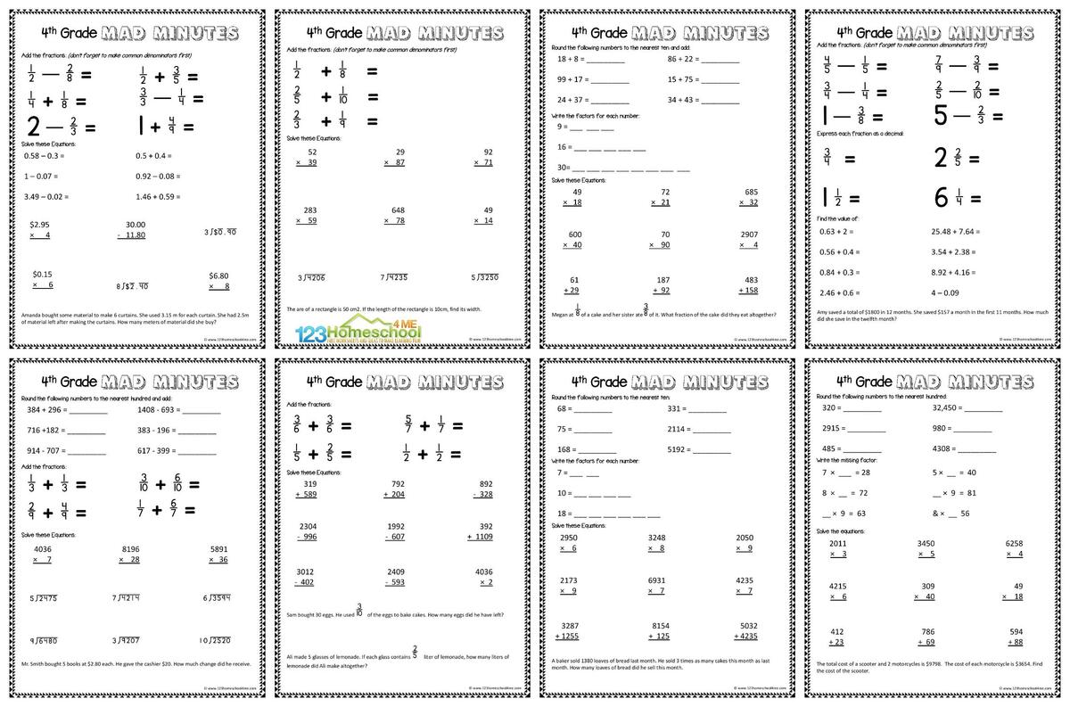 FREE Printable 4th Grade Math Worksheets Pdf FREE PRINTABLE MULTIPLICATION WORKSHEETS WonkyWonderful