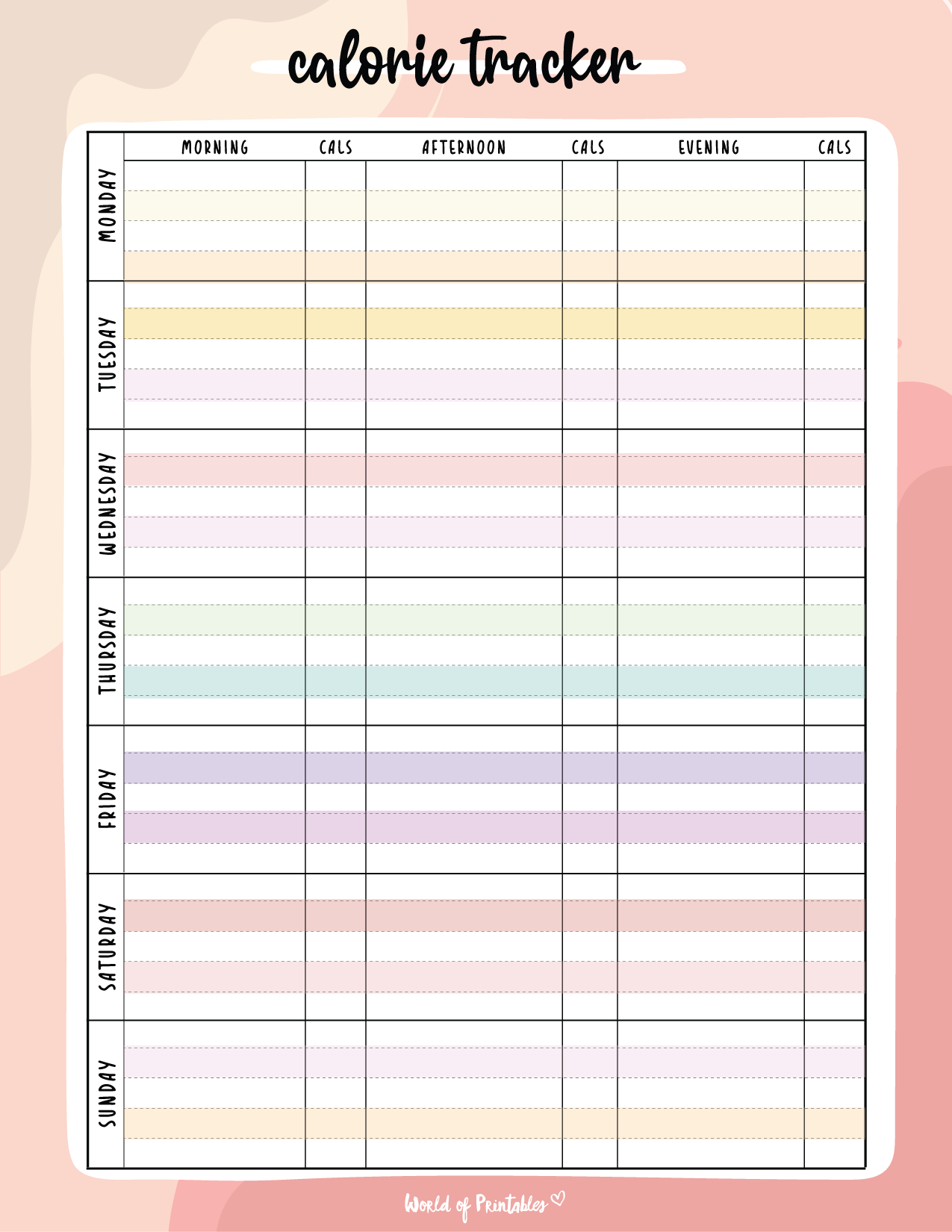 Worksheet Activity Calorie Counter Printable Calorie Tracker