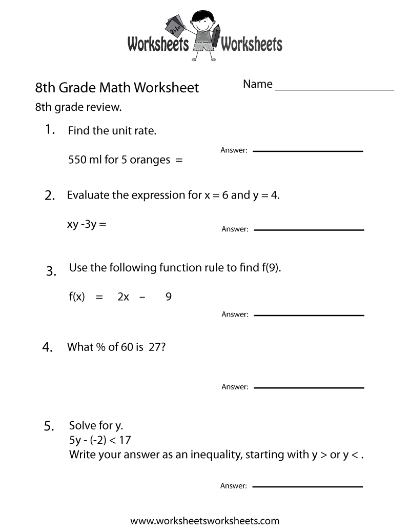 Eighth Grade Multiplication Of Exponents Worksheet