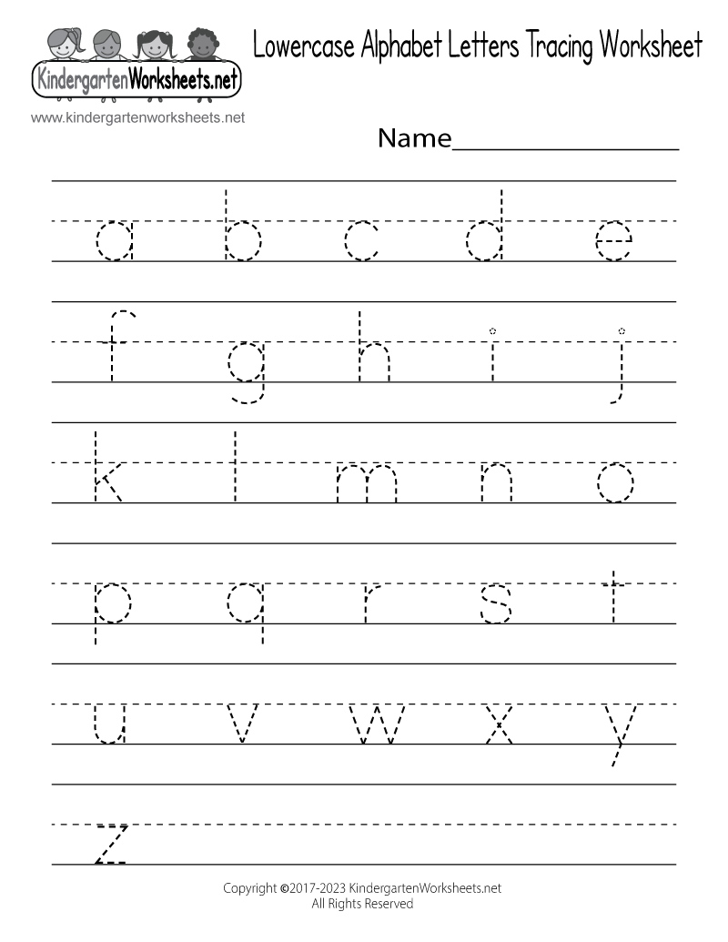 Free Printable Lowercase Alphabet Letters Tracing Worksheet Free Printable Kindergarten Writing Worksheets PDF Number Dyslexia