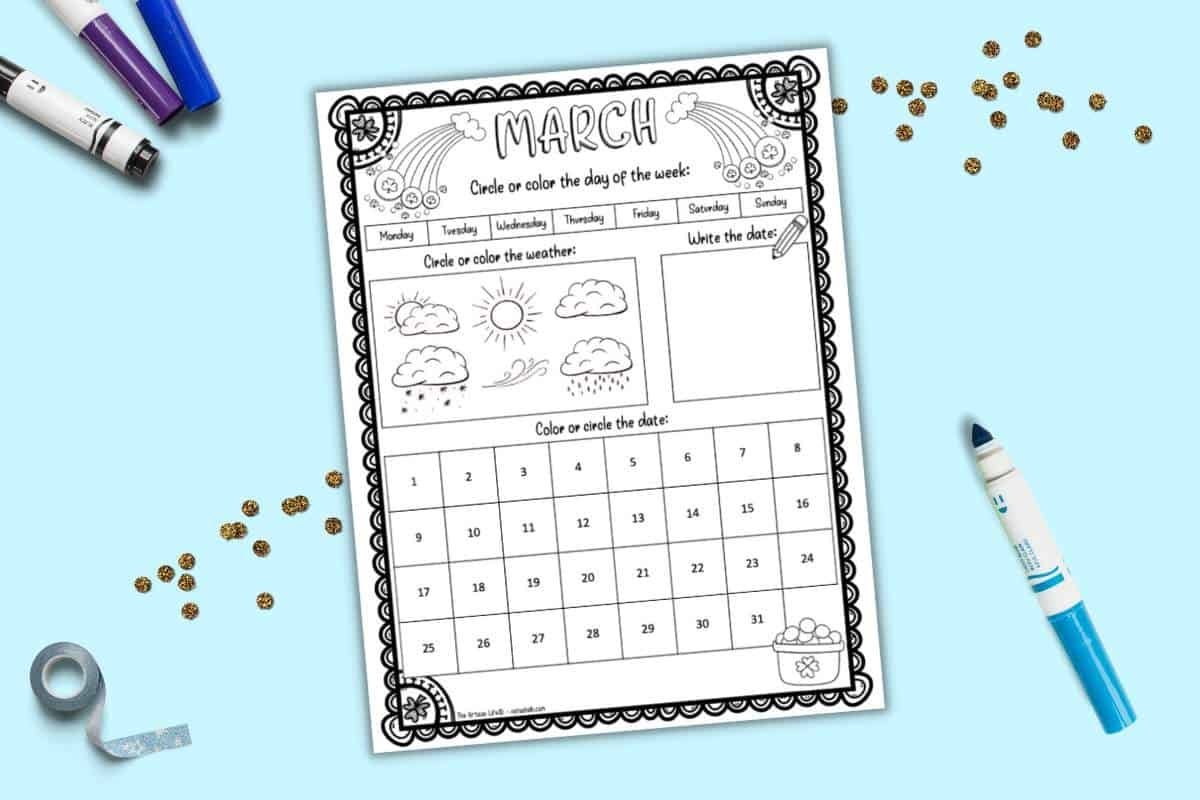 FREE Printable March Coloring Pages For Preschoolers