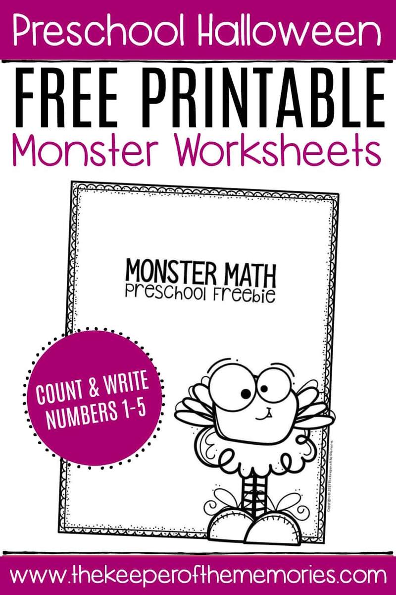 Free Printable Monster Counting Halloween Preschool Worksheets