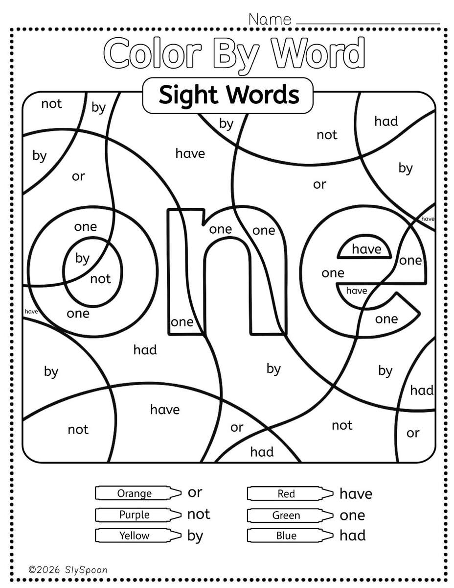 Free Printable One Sight Word Worksheets For Kindergarten First Grade Sly Spoon Word Search CVC Worksheets Free Printable
