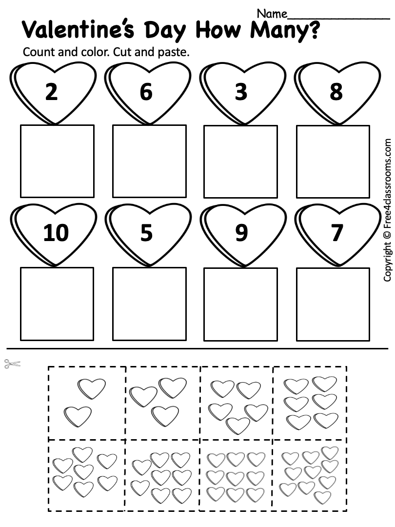 Free Printable Preschool Worksheet Valentine S Day Cut And Paste