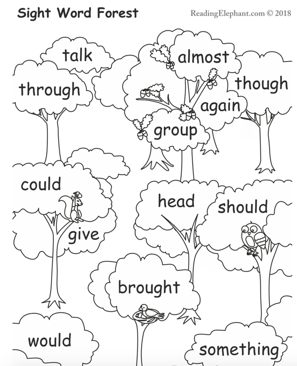 Free Printable Sight Word Worksheets Reading Elephant Sight Word Look Worksheet Free Printable Digital PDF