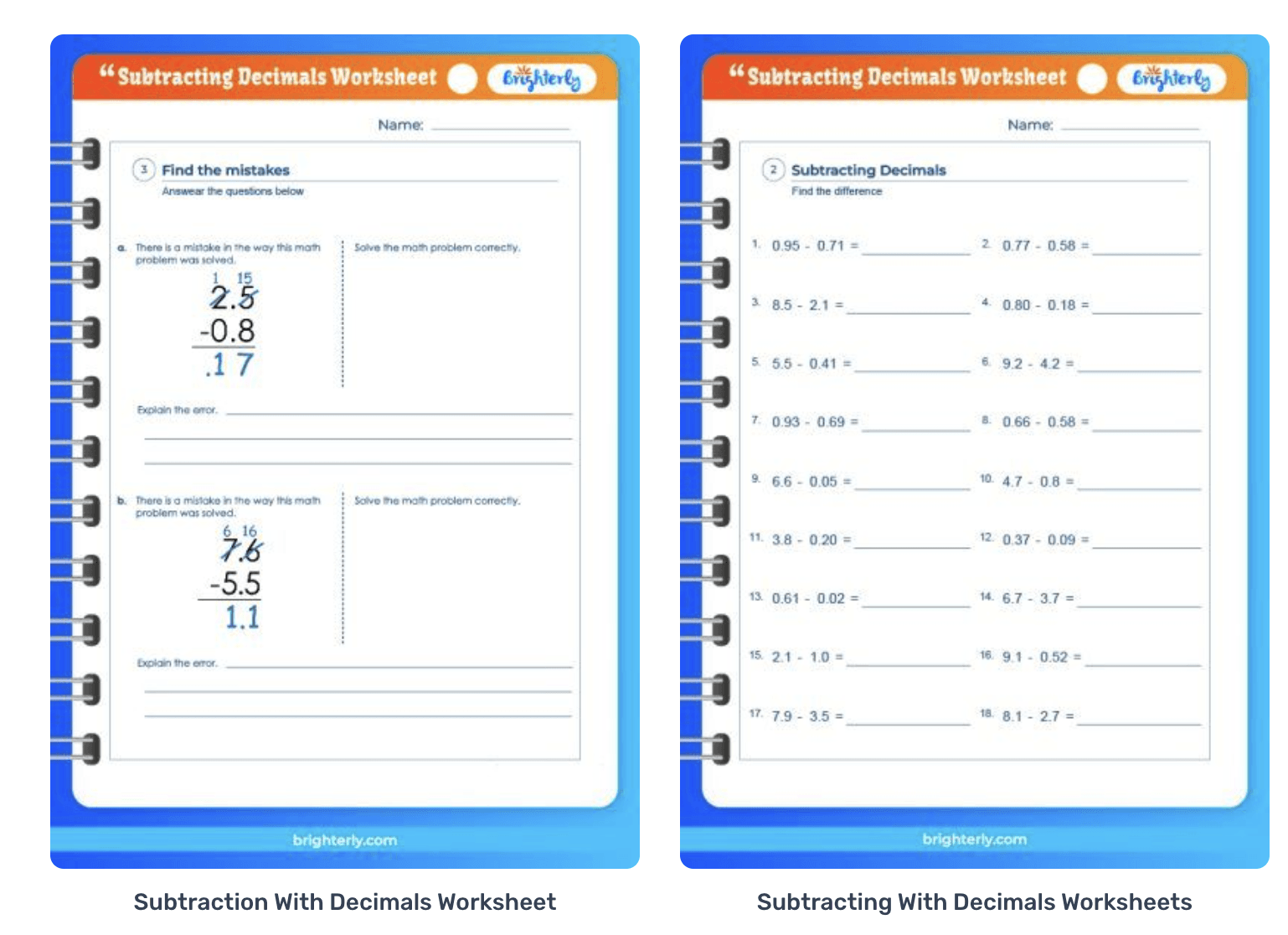 Free Printable Subtracting Decimals Worksheets PDFs Brighterly Free Printable Subtracting Decimals Worksheets PDFs Brighterly