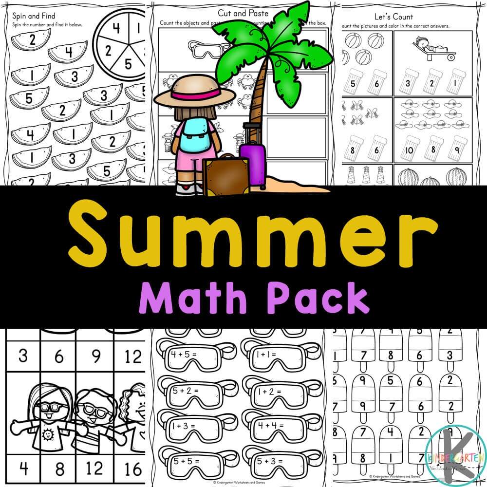 FREE Printable Summer Math Worksheets For Kindergarten