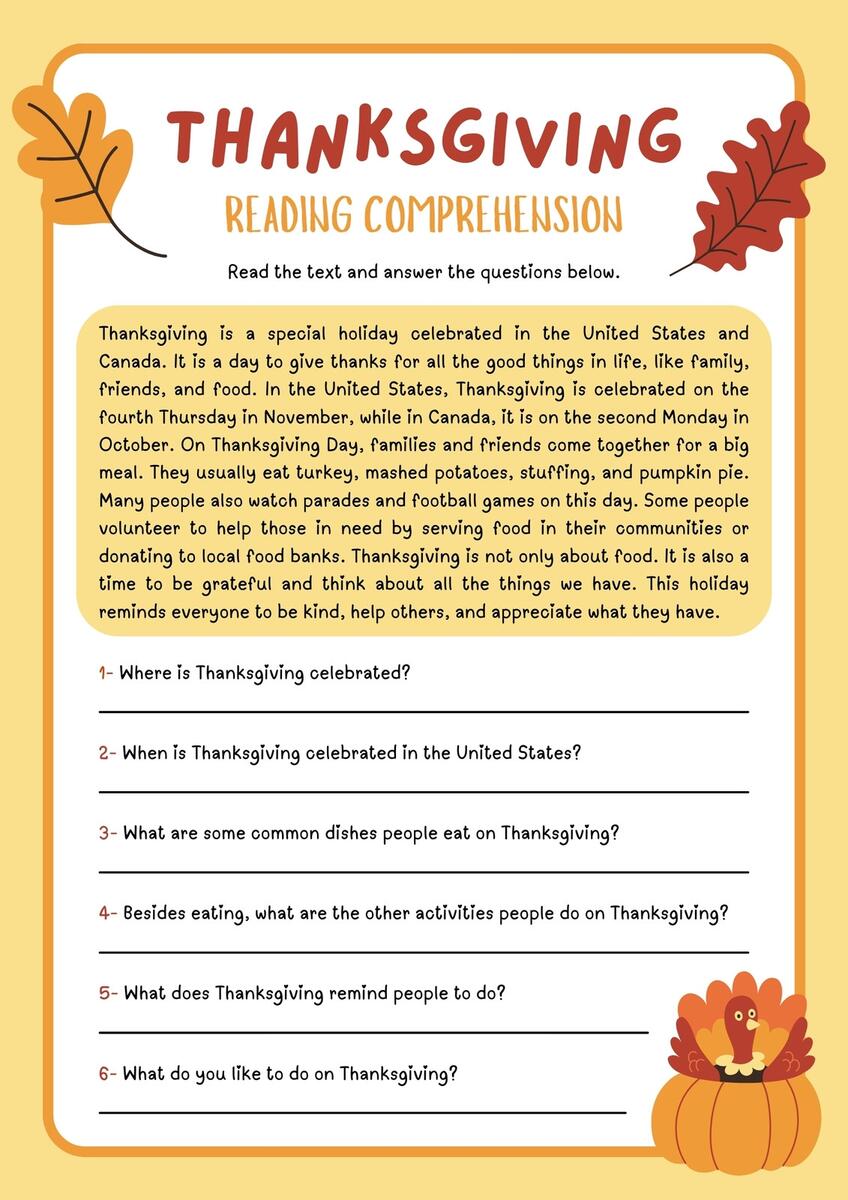 Free Printable Thanksgiving Worksheet Templates Canva 4th Grade Math Worksheets For Thanksgiving 15 Free PDF Printables Printablee
