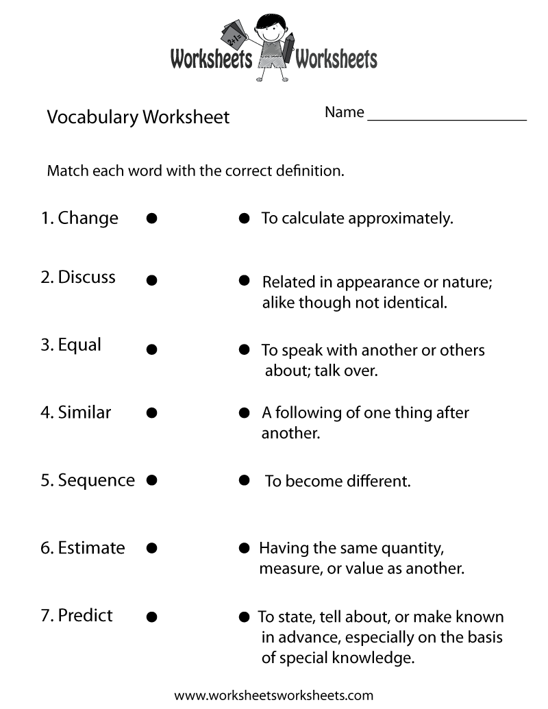 Free Printable Vocabulary Building Worksheet Free Printable Vocabulary Building Worksheet