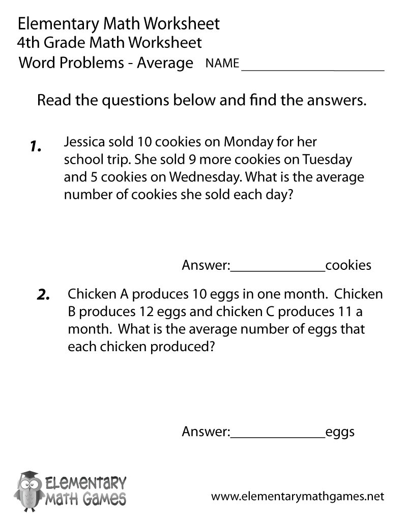 4th Grade Math Word Problems