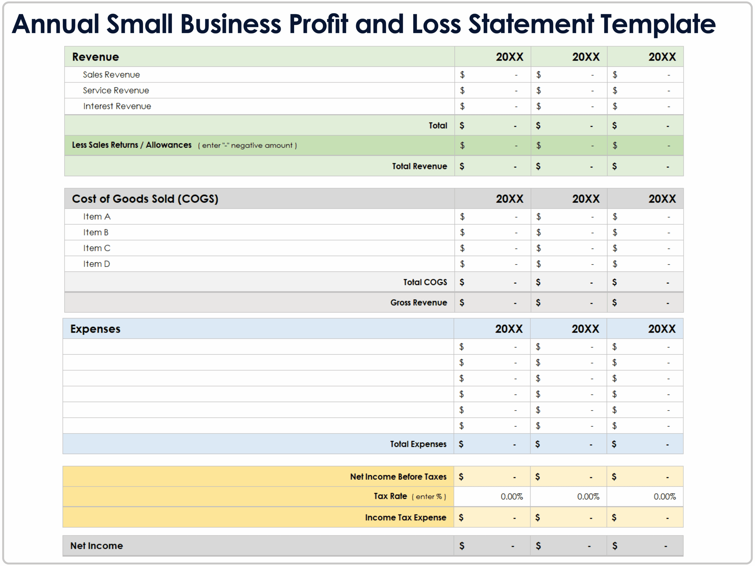 Free Profit And Loss Templates Free Profit And Loss Templates