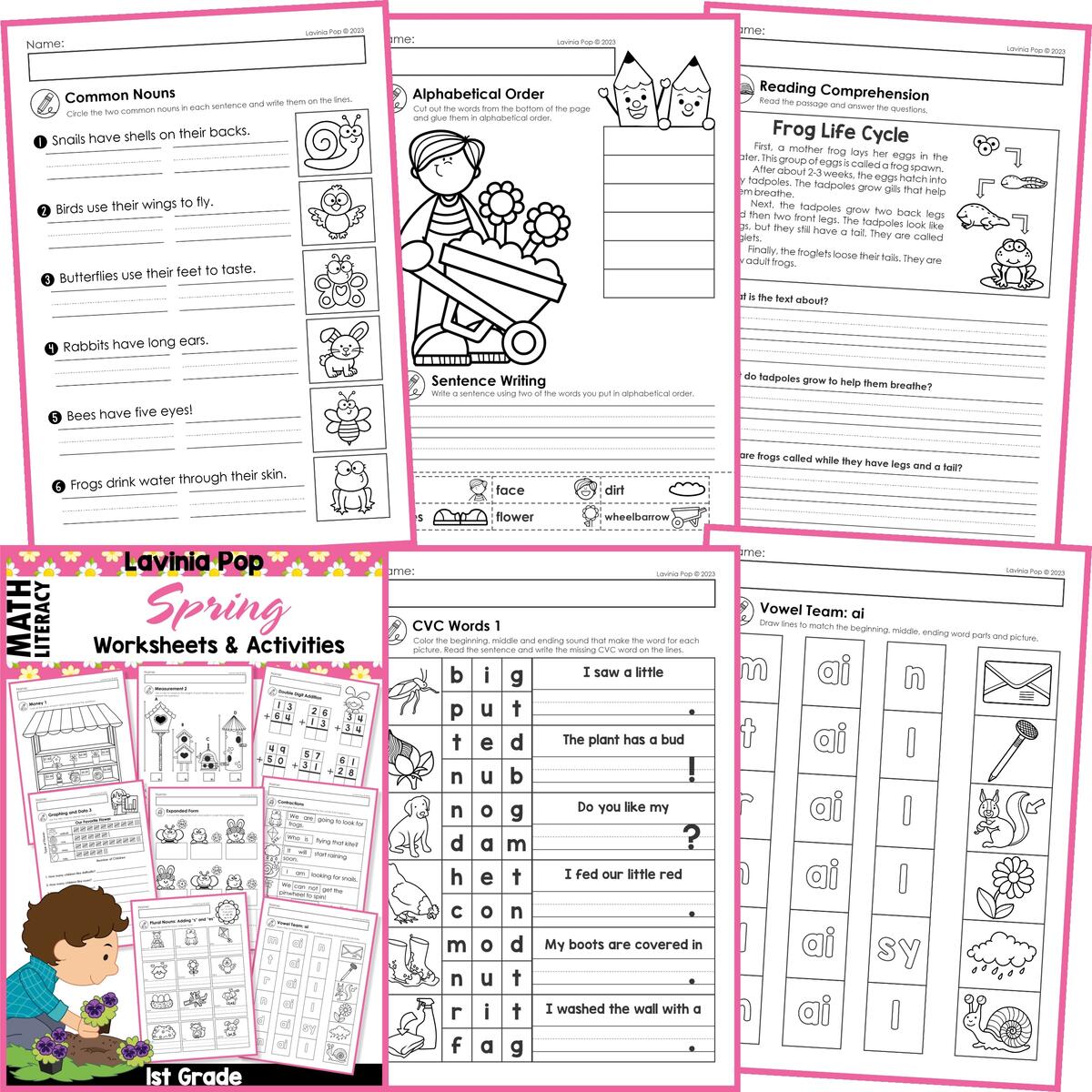 FREE Spring 1st Grade Worksheets And Activities No Prep First Grade In My World FREE Spring 1st Grade Worksheets And Activities No Prep First Grade In My World