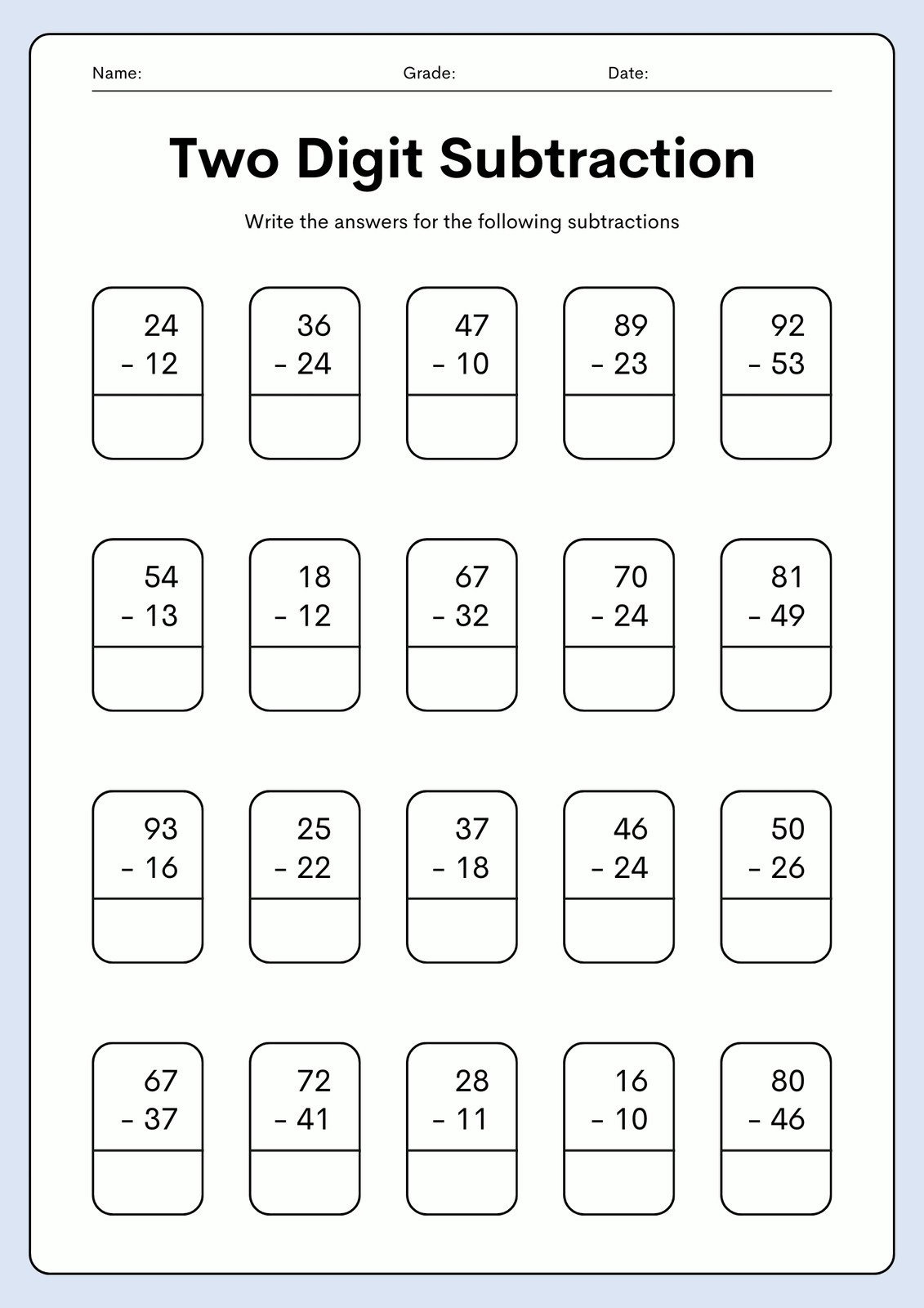 Free Subtraction Worksheet Templates To Edit And Print Canva Free Subtraction Worksheet Templates To Edit And Print Canva