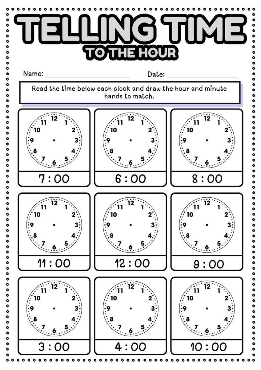 Free Telling Time To The Hour Worksheets Teach Prints