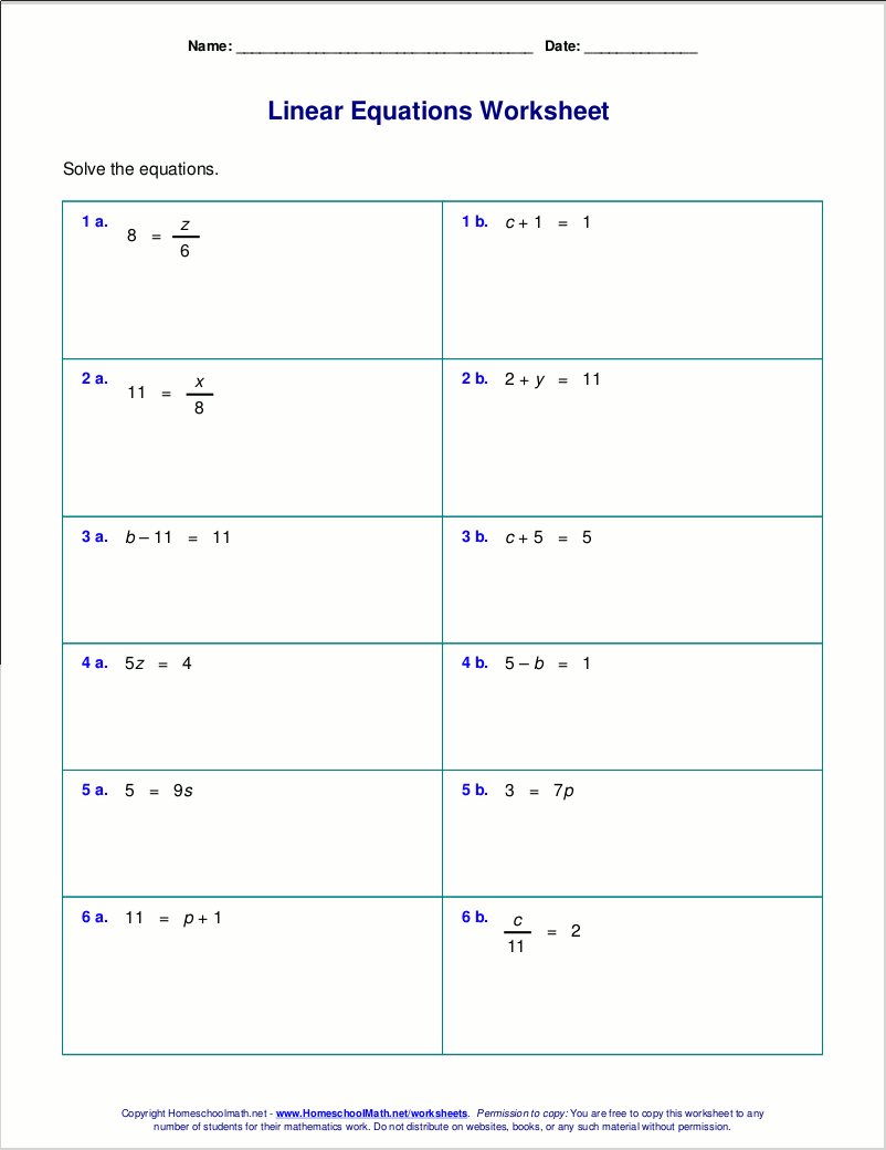 50 Free Printable One Step Equations Worksheet To Download In PDF