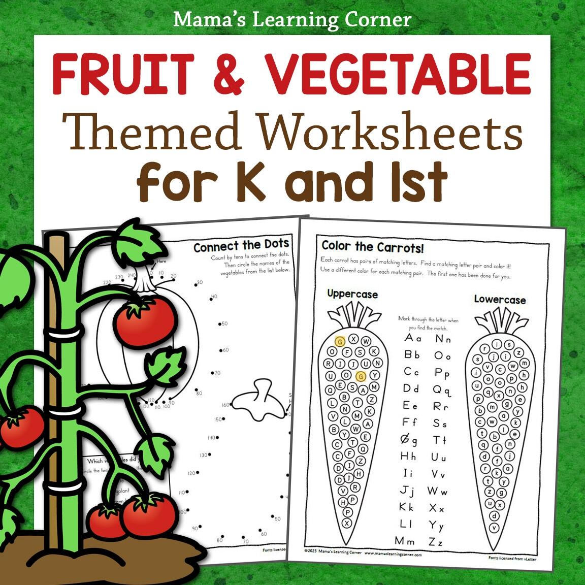 Fruit And Vegetable Worksheets For Kindergarten And First Grade Mamas Learning Corner