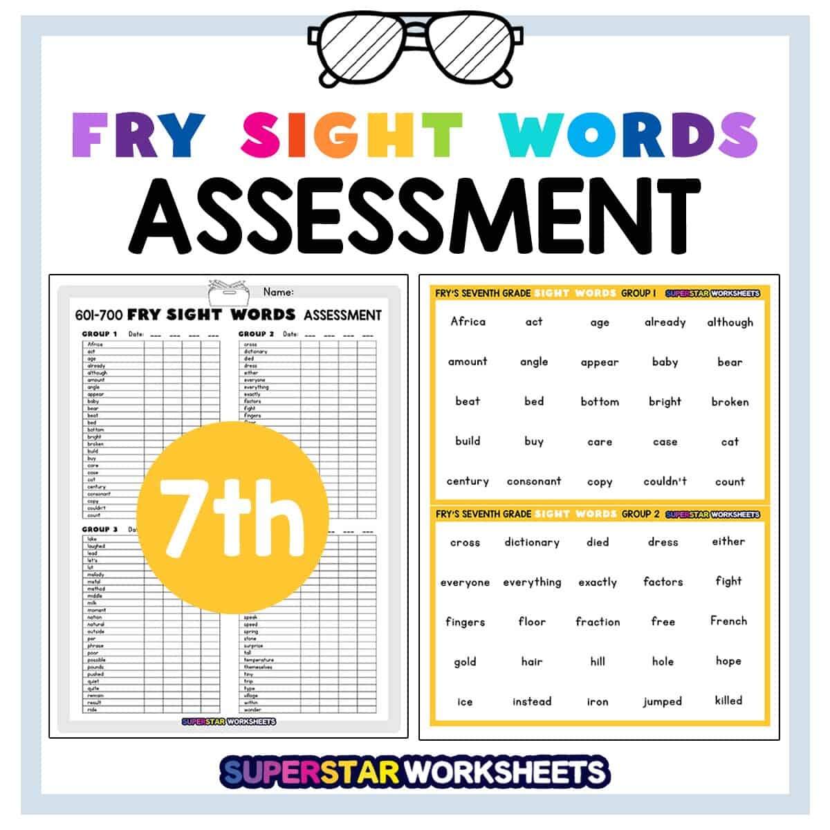 Fry Sight Word Assessment Superstar Worksheets
