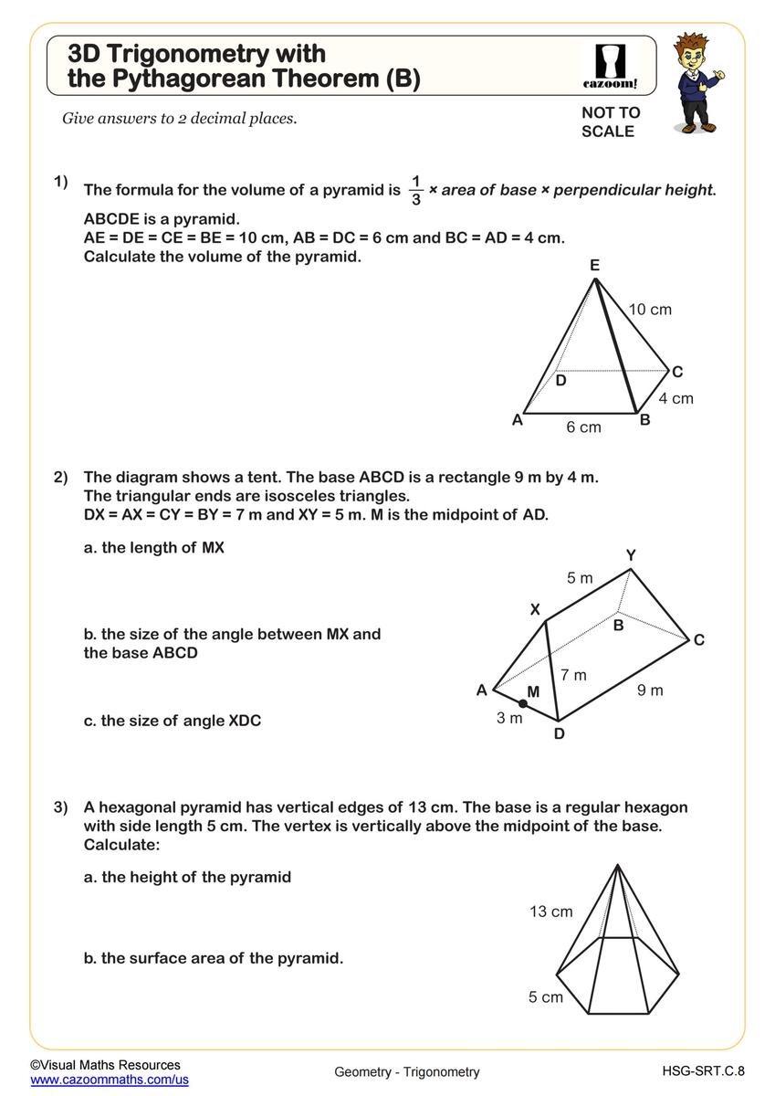 Geometry Trigonometry Worksheets PDF Printable Cazoom Math