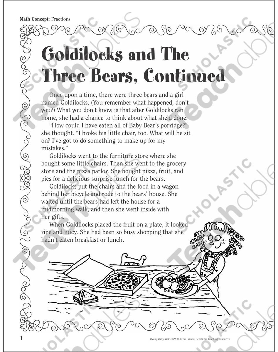 Goldilocks The Three Bears Funny Fairy Tale Math Printable Texts Skills Sheets