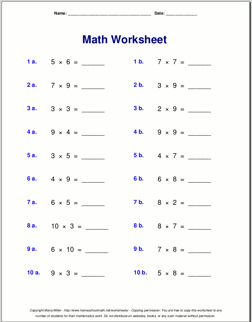 Grade 4 Multiplication Worksheets 24 Printable Multiplying Practice Worksheets Numbers 1 12 1st 4th Grade Math Etsy