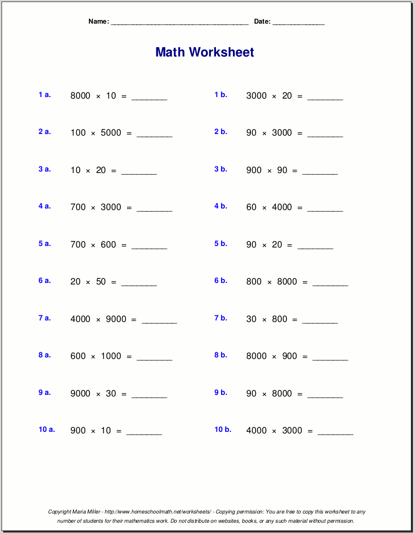 5 Times Table Worksheet Page