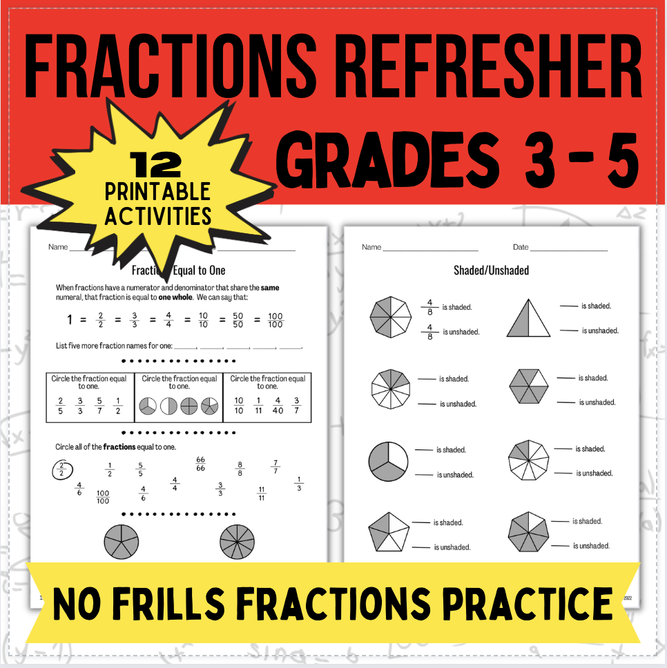 Grades 3 4 5 Fraction Review Made By Teachers Grades 3 4 5 Fraction Review Made By Teachers