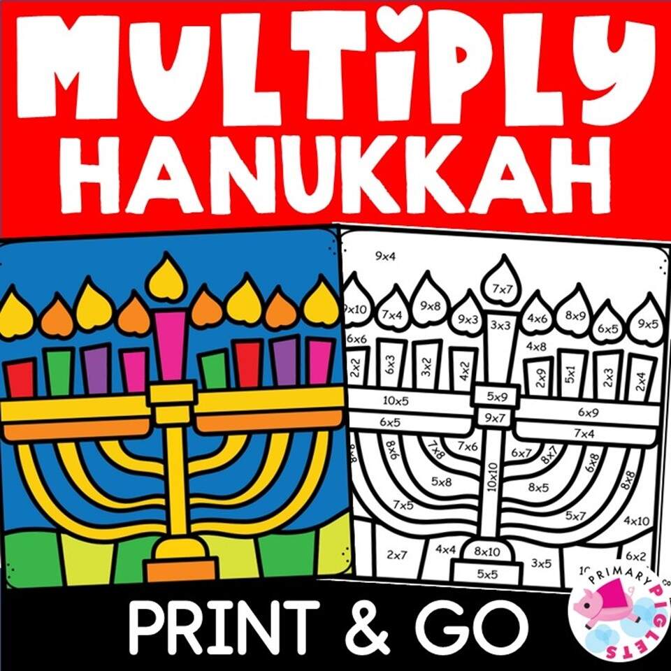 HANUKKAH MULTIPLICATION COLOR BY NUMBER CODE HOLIDAYS AROUND THE WORLD Made By Teachers Counting Objects Of Hanukkah FREE Printable Planerium Worksheets Library