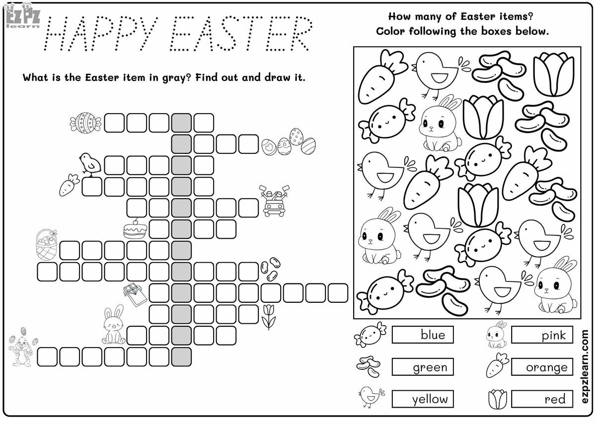 Happy Easter Find The Hidden Word Activity I Spy Find And Color Activity For Kids Ezpzlearn