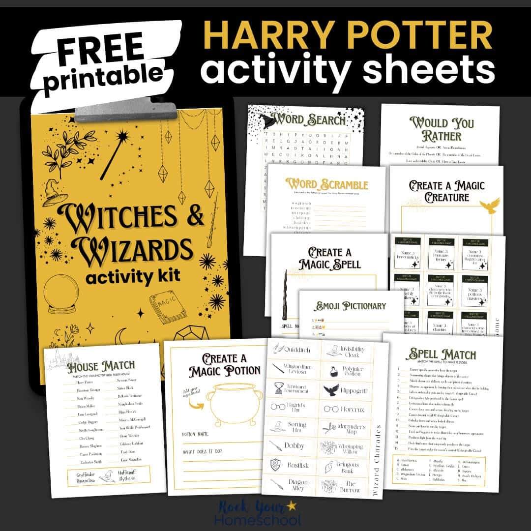 Harry Potter Activity Sheets For Your Party More Free Set Rock Your Homeschool Free Printable Harry Potter I Spy Game Paper Trail Design