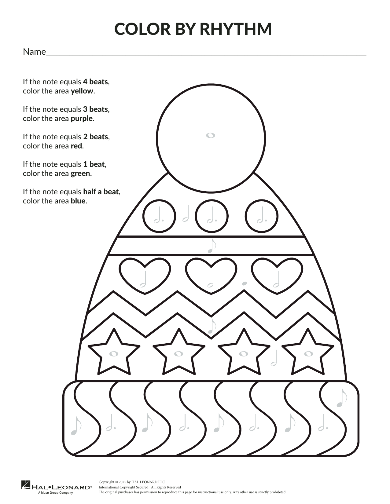 Holiday Color By Rhythm Toque By Brittany McCorriston Sheet Music For Theory Worksheet At Sheet Music Direct