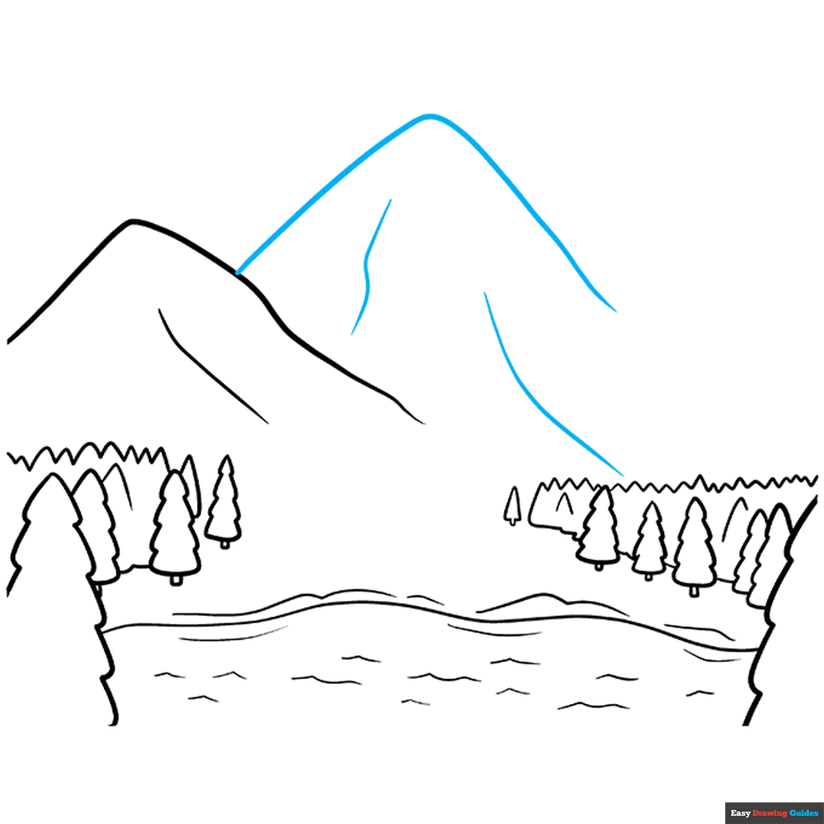How To Draw Mountains Really Easy Drawing Tutorial Color By Number Mountain Coloring Page Free Printable
