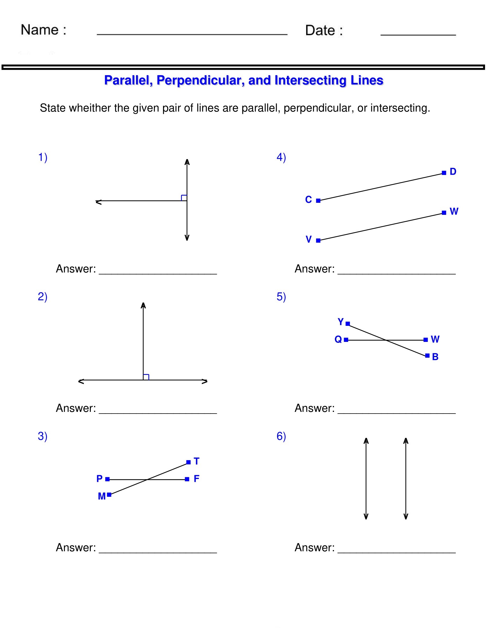 Identifying Parallel Perpendicular Intersecting Lines Worksheet Made By Teachers Identifying Parallel Perpendicular Intersecting Lines Worksheet Made By Teachers
