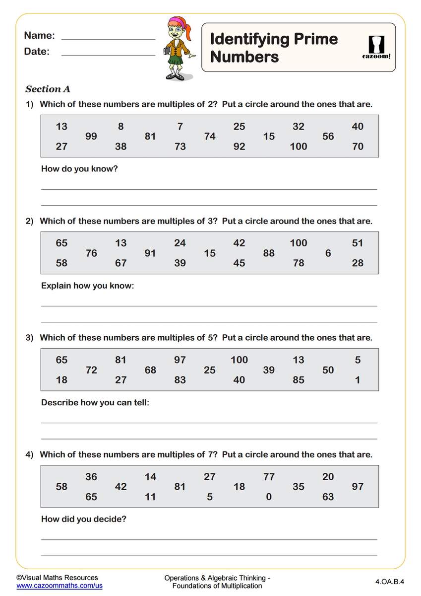 Identifying Prime Numbers Fun And Engaging 4th Grade PDF Worksheets Cazoom Math Identifying Prime Numbers Fun And Engaging 4th Grade PDF Worksheets Cazoom Math
