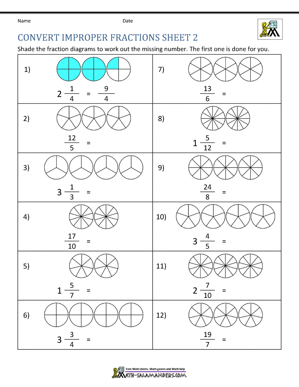 Improper Fraction Worksheets Worksheets Library Improper Fraction Worksheets Worksheets Library