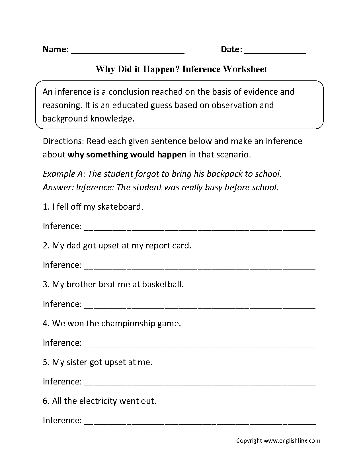Inference Worksheets Printable Inference Practice For Grades 4 12 Inference Worksheets Printable Inference Practice For Grades 4 12